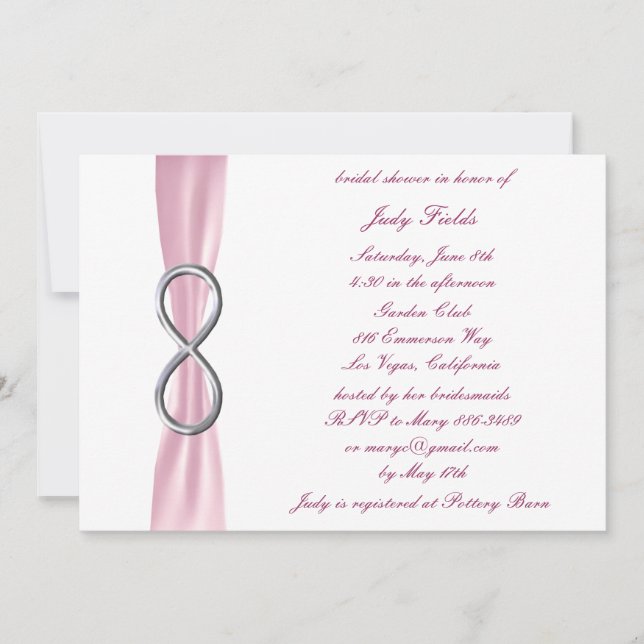 Invitation Carton d'invitation de fiançailles Pink Infinity (Devant)