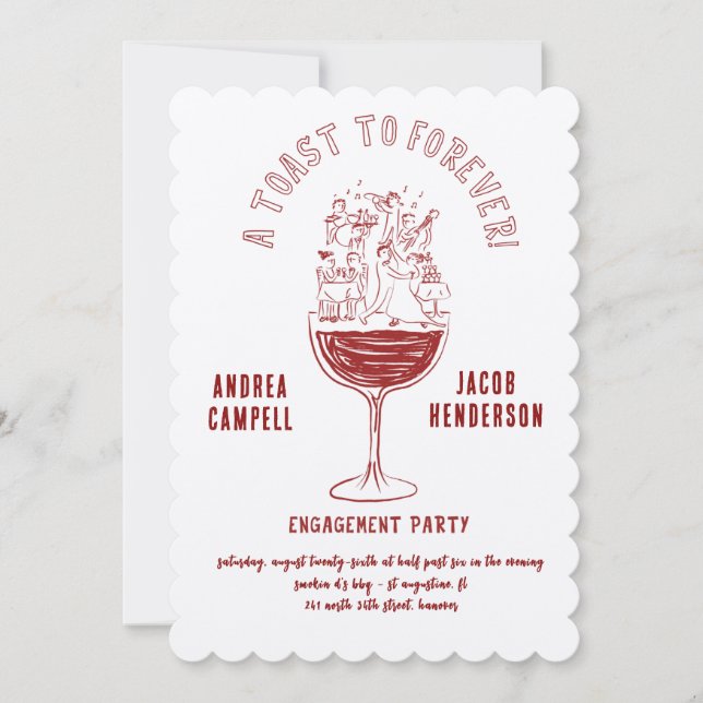 Invitation Carton d'invitation de fiançailles Rétro Chic (Devant)