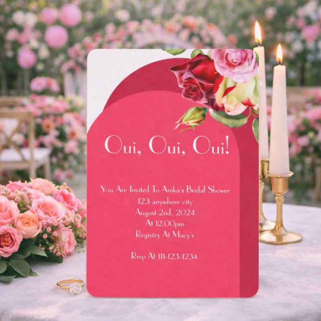 Invitation carton d'invitation de fiançailles rose (Créateur téléchargé)