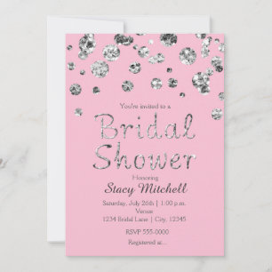 Invitation Carton d'invitation de fiançailles rose et argent 