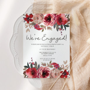 Invitation Carton d'invitation de fiançailles Roses Florales