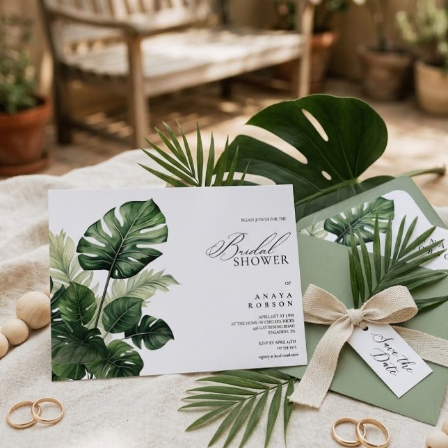 Invitation Carton d'invitation de Fiançailles Tropical Monste (Créateur téléchargé)