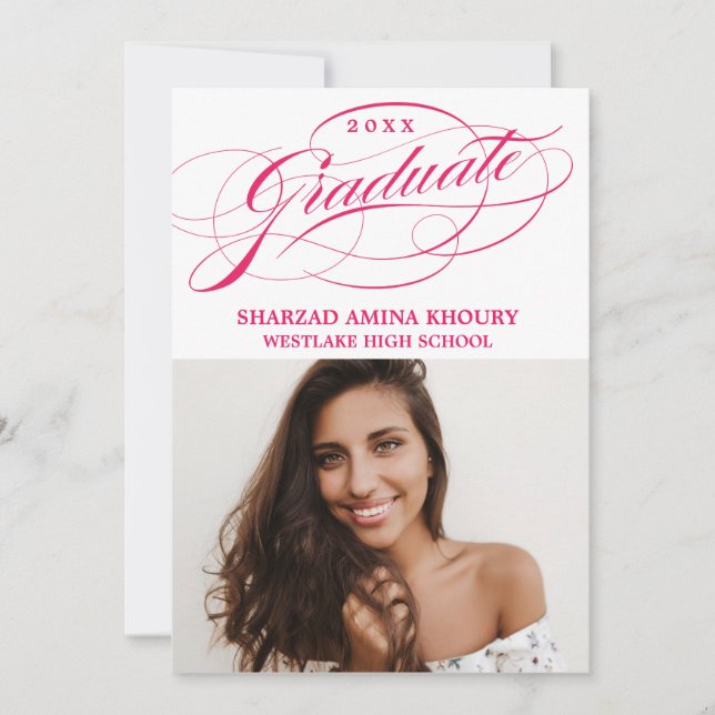 INVITATION CARTON D'INVITATION DE GRADUATION 2 ÉLÉGANT ET STY (Devant)