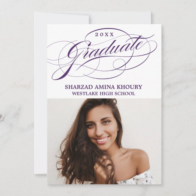 INVITATION CARTON D'INVITATION DE GRADUATION 2 ÉLÉGANT ET STY (Devant)