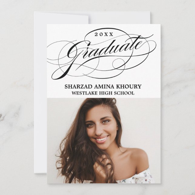 INVITATION CARTON D'INVITATION DE GRADUATION 2 ÉLÉGANT ET STY (Devant)