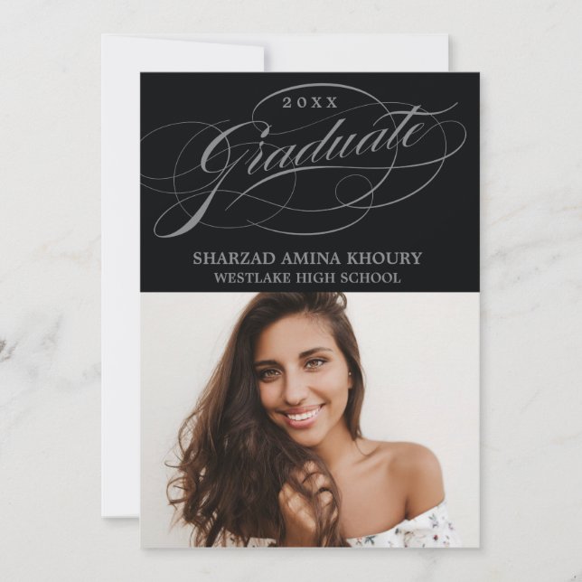 INVITATION CARTON D'INVITATION DE GRADUATION 2 ÉLÉGANT ET STY (Devant)