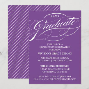 INVITATION CARTON D'INVITATION DE GRADUATION DE PARTIE ÉLÉGAN