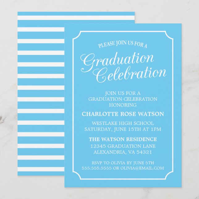 INVITATION CARTON D'INVITATION DE GRADUATION ÉLÉGANT CHIC ET  (Devant / Derrière)