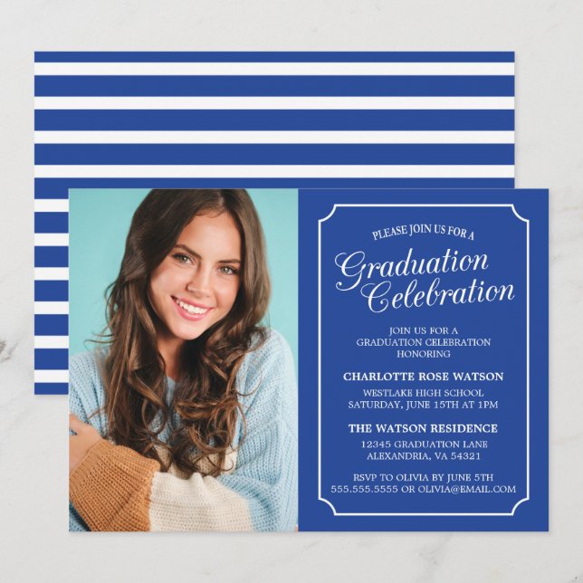 INVITATION CARTON D'INVITATION DE GRADUATION ÉLÉGANT CHIC ET  (Devant / Derrière)