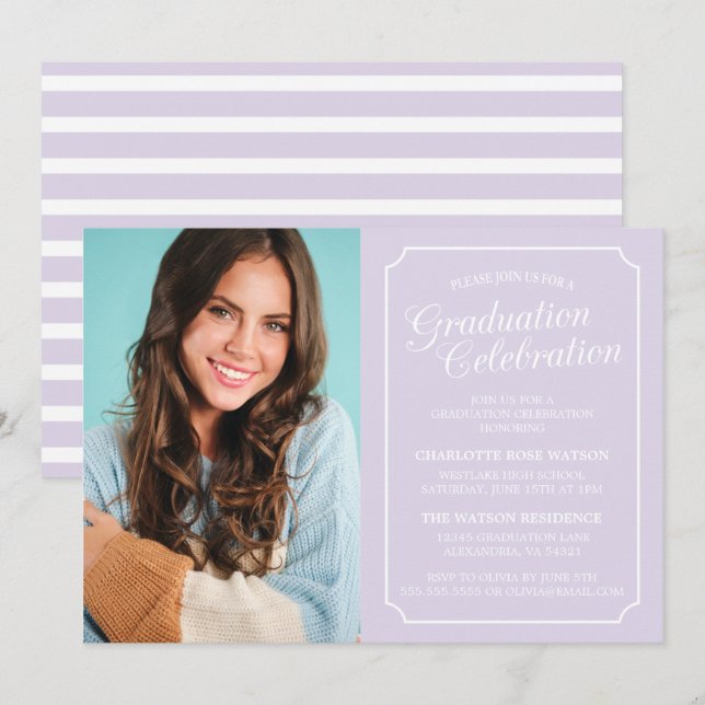 INVITATION CARTON D'INVITATION DE GRADUATION ÉLÉGANT CHIC ET  (Devant / Derrière)