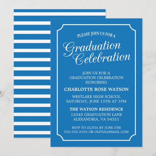 INVITATION CARTON D'INVITATION DE GRADUATION ÉLÉGANT CHIC ET  (Devant / Derrière)