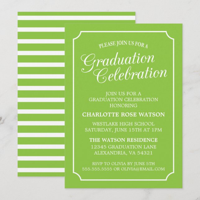 INVITATION CARTON D'INVITATION DE GRADUATION ÉLÉGANT CHIC ET  (Devant / Derrière)