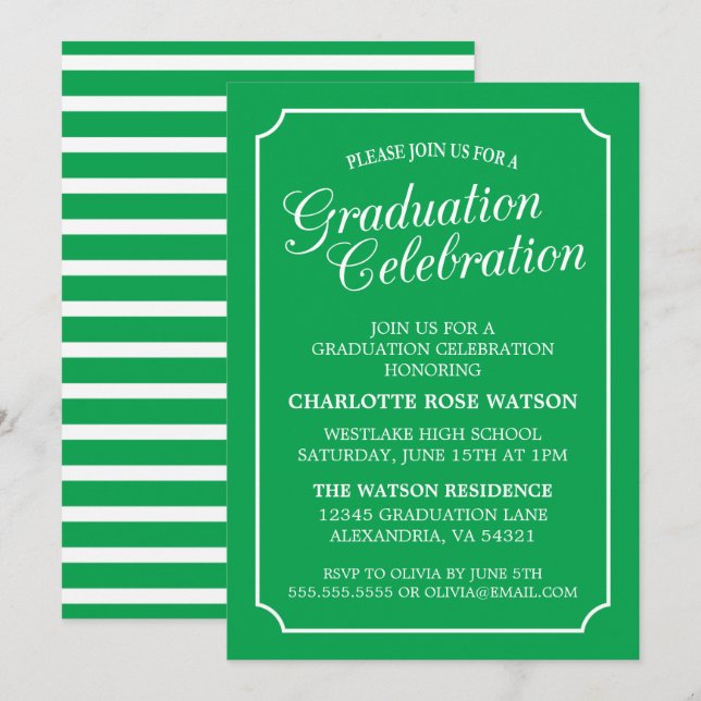 INVITATION CARTON D'INVITATION DE GRADUATION ÉLÉGANT CHIC ET  (Devant / Derrière)