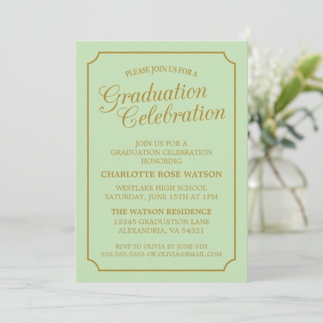 INVITATION CARTON D'INVITATION DE GRADUATION ÉLÉGANT CHIC ET  (Debout devant)