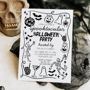 Invitation Carton d'invitation de Halloween fantaisiste dessi