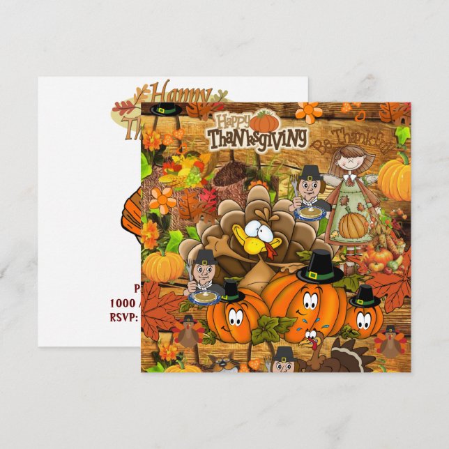 Invitation Carton d'invitation de Jour de Thanksgiving (Devant / Derrière)
