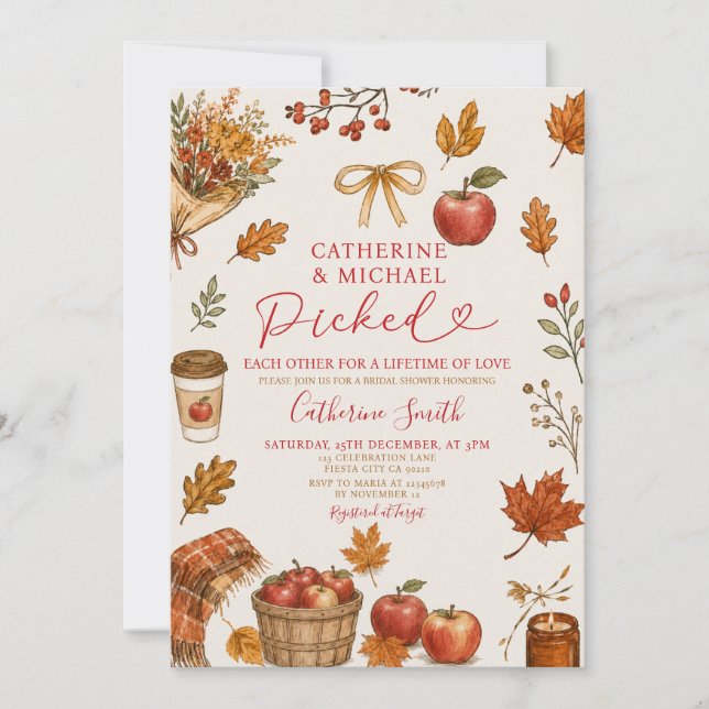 Invitation Carton d'invitation de la fête de mariage Picked E (Devant)
