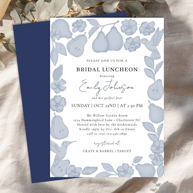 Invitation Carton d'invitation de lunch de mariage Dusty Blue (Bridal Luncheon Invite)