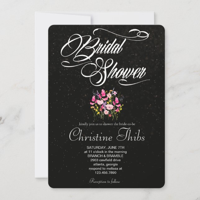 Invitation Carton d'invitation de luxe rose vif floral pour l (Devant)
