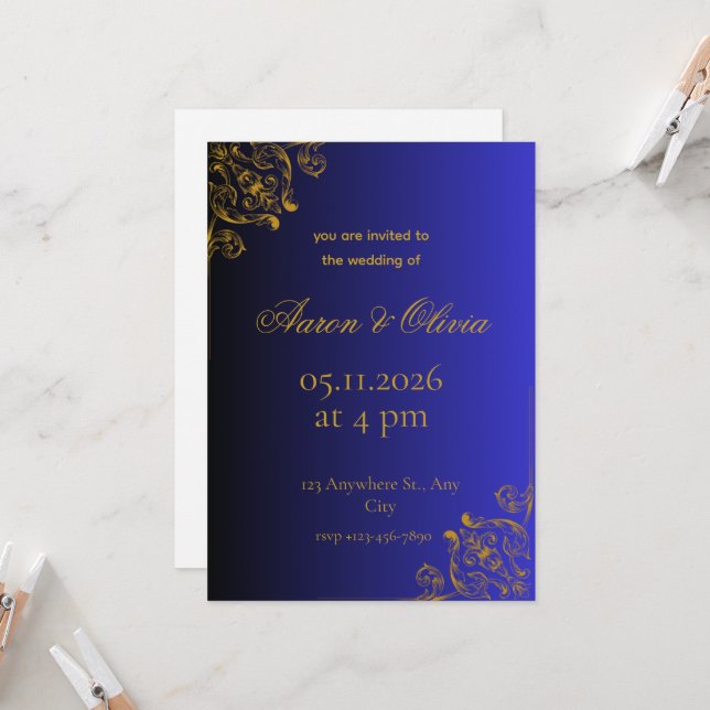 Invitation carton d'invitation de mariage (Devant/Arrière en situation)