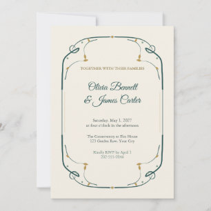 Invitation Carton d'invitation de mariage à bordure Art Nouve