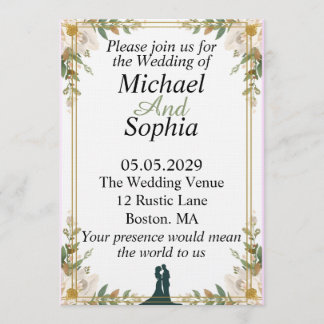 Invitation Carton d'invitation de mariage à bordure botanique