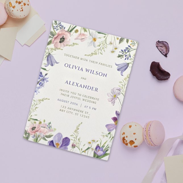 Invitation Carton d'invitation de mariage à bordure florale v (Créateur téléchargé)