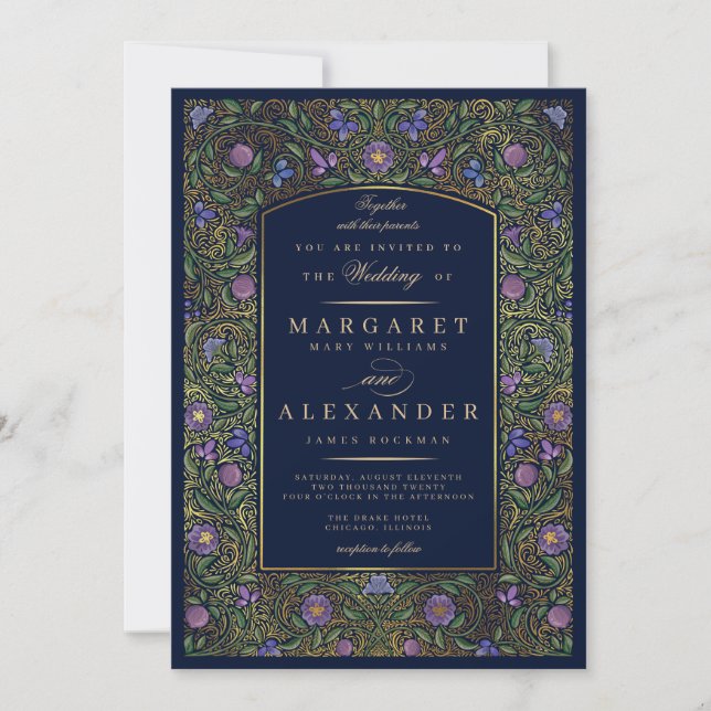 Invitation Carton d'invitation de mariage à bordure illuminée (Devant)