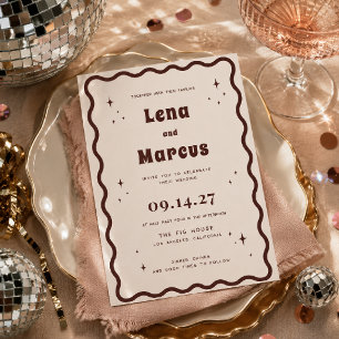 Invitation Carton d'invitation de mariage à bordure ondulée r