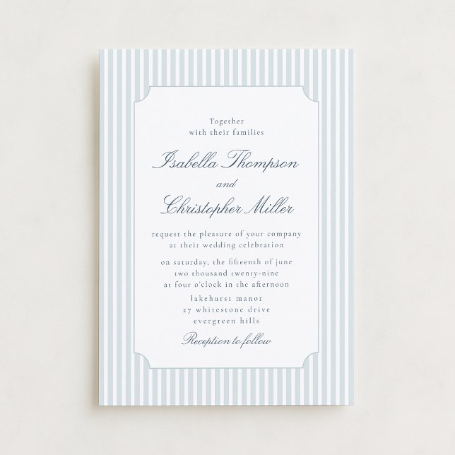 Invitation Carton d'invitation de mariage à cadre et rayure b (Créateur téléchargé)