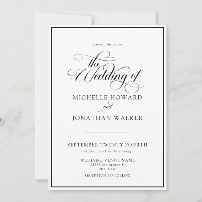 Invitation Carton d'invitation de mariage à code QR avec écri (Devant)