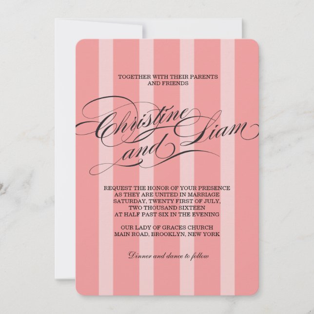 Invitation Carton d'invitation de mariage à écriture florissa (Devant)