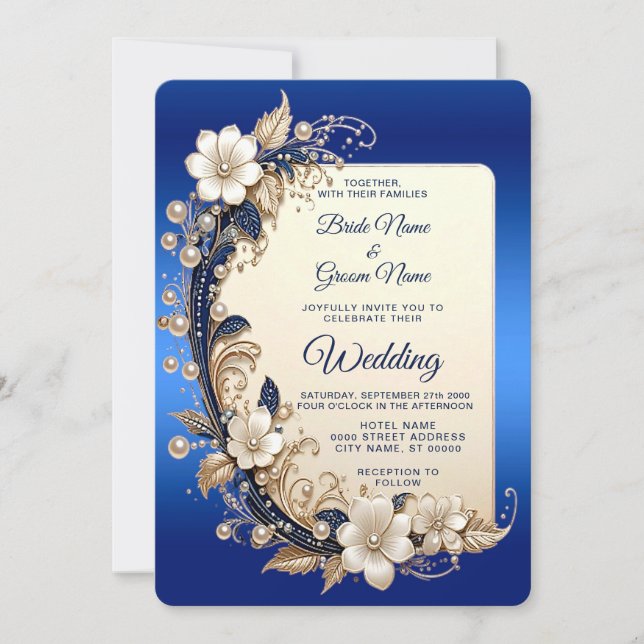 Invitation Carton d'invitation de mariage à embellissement fl (Devant)