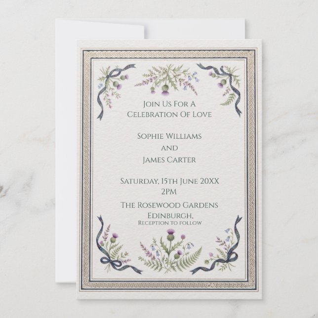 Invitation Carton d'invitation de mariage à filigrane de char (Devant)