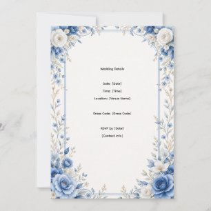 Invitation Carton d'invitation de mariage à fleurs bleues élé