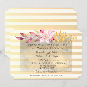 Invitation Carton d'invitation de mariage à fleurs rayées chi