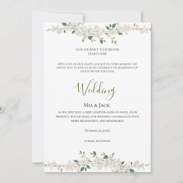 Invitation Carton d'invitation de mariage à la élégance flora (Devant)