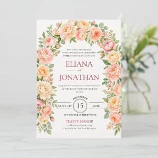 Invitation Carton d'invitation de mariage à la feuille d'émer