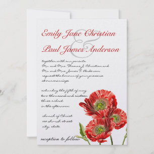 Invitation Carton d'invitation de mariage à la Fleur de Pavot