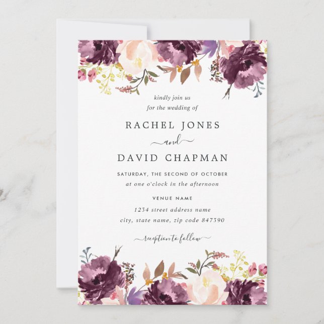 Invitation Carton d'invitation de mariage à la floraison flor (Devant)