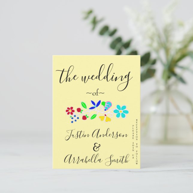 Invitation Carton d'invitation de mariage à la fraise florale (Debout devant)