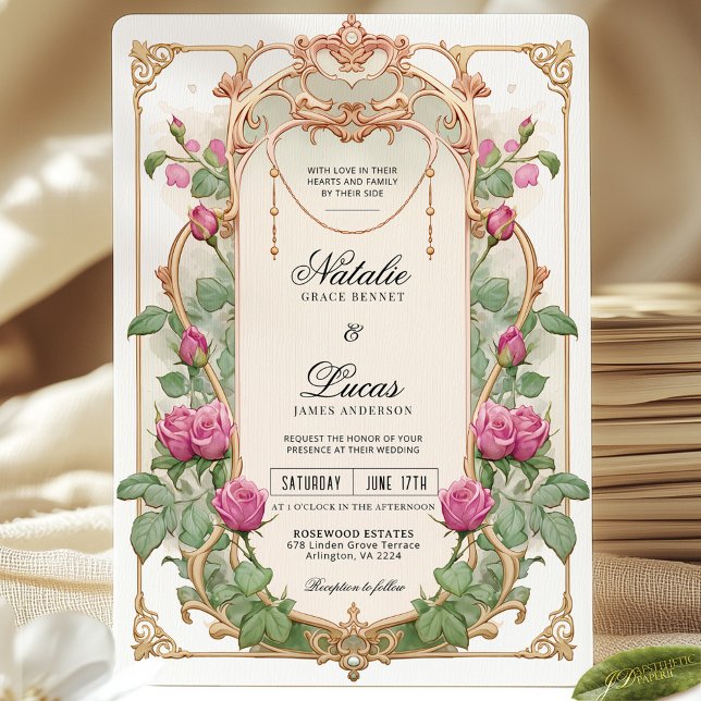Invitation Carton d'invitation de mariage à la verdure floral (Créateur téléchargé)