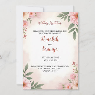 Invitation Carton d'invitation de mariage à l'aquarelle 