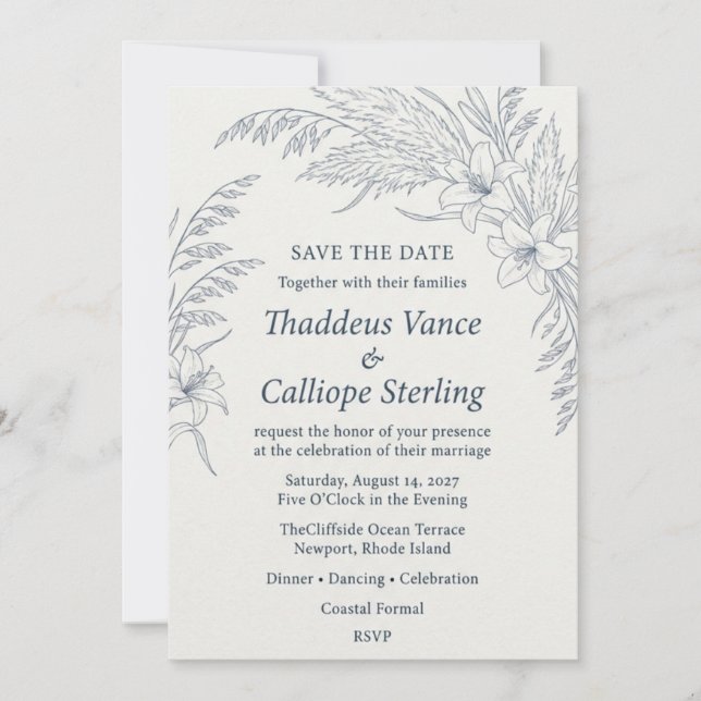 Invitation Carton d'invitation de mariage à l'aquarelle avec  (Devant)