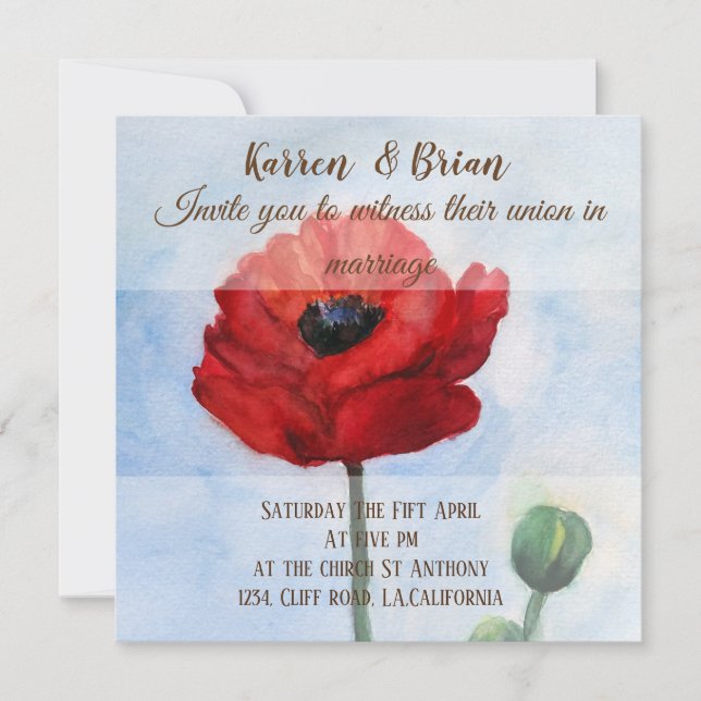 Invitation Carton d'invitation de mariage à l'aquarelle Coque (Devant)