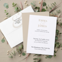 Carton d'invitation de mariage à l'esperluette Cha