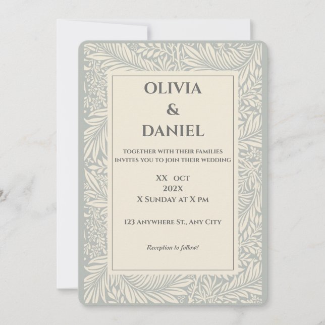 Invitation Carton d'invitation de mariage à l'illustration fl (Devant)