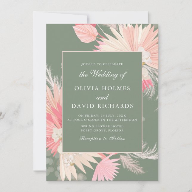 Invitation Carton d'invitation de mariage à l'orchidée tropic (Devant)