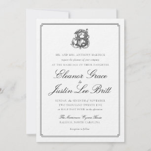 Invitation Carton d'invitation de mariage à monogramme "B" no