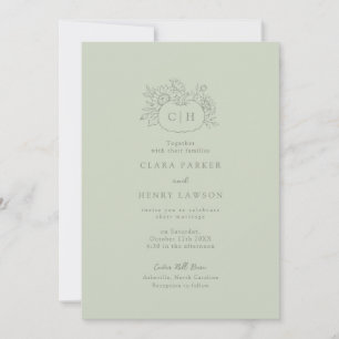 Invitation Carton d'invitation de mariage à monogramme de cit